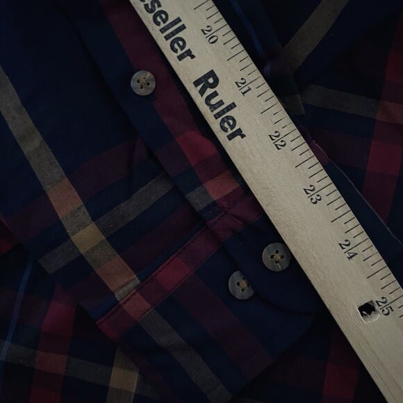 Vintage 90s Cambridge Classics Men’s M Plaid Long Sleeve Button Down Shirt Navy - Picture 11 of 16